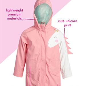 Pink Platinum Girls' Jacket - Lightweight Waterproof Raincoat with Polar Fleece Lined Hood, Size 6X, Soft Coral