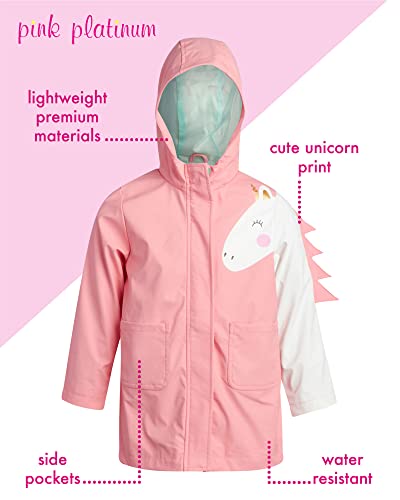 Pink Platinum Girls' Jacket - Lightweight Waterproof Raincoat with Polar Fleece Lined Hood, Size 6X, Soft Coral