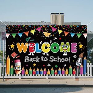 welcome back to school backdrop first day of school photo booth props welcome back banner for kids teacher students welcome back to school banner decorations supplies for classroom background decor
