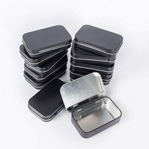 12pcs metal rectangular empty hinged tins box containers, mini portable box small storage kit home organizer holders for storage drawing pin jewelry crafts(black)