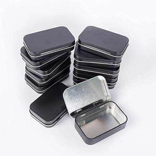 12pcs Metal Rectangular Empty Hinged Tins Box Containers, Mini Portable Box Small Storage Kit Home Organizer Holders for Storage Drawing Pin Jewelry Crafts(Black)