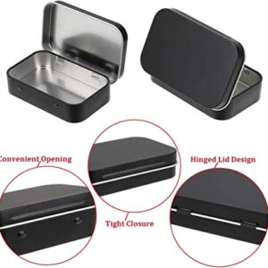 12pcs Metal Rectangular Empty Hinged Tins Box Containers, Mini Portable Box Small Storage Kit Home Organizer Holders for Storage Drawing Pin Jewelry Crafts(Black)