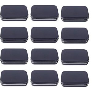 12pcs Metal Rectangular Empty Hinged Tins Box Containers, Mini Portable Box Small Storage Kit Home Organizer Holders for Storage Drawing Pin Jewelry Crafts(Black)