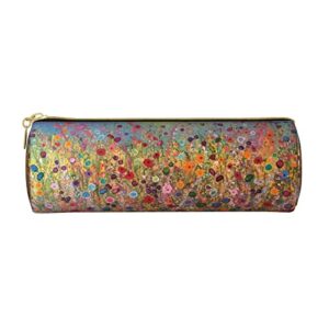 colorful flowers floral pencil case pen pouch cylinder small carrying box for adult with smooth zipper simple durable lightweight for office organizer storage bag