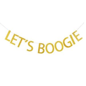 grace.z let’s boogie banner, gold gliter paper garland for 80’s party/disco party decorations