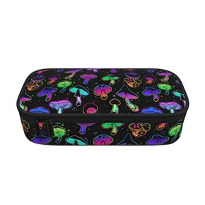 SUYGGCK Bright Psychedelic Mushrooms Pencil Case Large Capacity Pen Bag With Zipper Compartment Pencil Pouch Multifunction Stationary Bag For Boy Girl