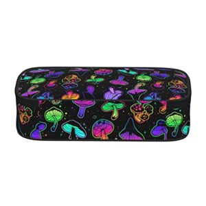 SUYGGCK Bright Psychedelic Mushrooms Pencil Case Large Capacity Pen Bag With Zipper Compartment Pencil Pouch Multifunction Stationary Bag For Boy Girl