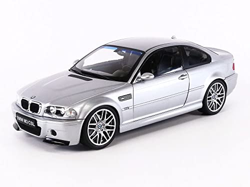 Solido S1806503 1:18 2003 BMW E46 CSL Coupe-Silver Grey Collectible Miniature car