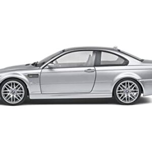 Solido S1806503 1:18 2003 BMW E46 CSL Coupe-Silver Grey Collectible Miniature car