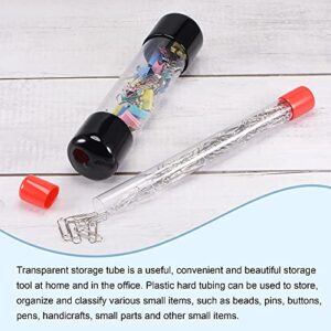 MECCANIXITY Clear Storage Tube 0.8" x 9"(20mm x 230mm) Lightweight for Bead Containers, Craft, DIY with Black Caps 5 Pack