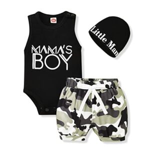 aalizzwell preemie baby boys clothes outfit mamas sleeveless camouflage shorts for spring summer clothing premature black