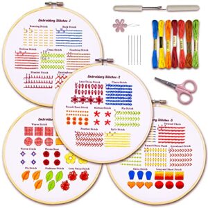 4 set embroidery stitches practice kit, embroidery kit for beginners with embroidery patterns, beginner embroidery kit, crewel embroidery kits for adults, hand embroidery kit, embroidery kit for kids