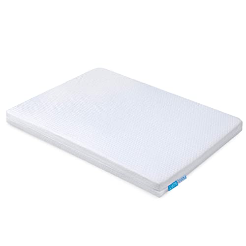 Milliard Pack and Play Mattress Topper - Dual Sided Pack N Play Mattress Pad -Firm Side (for Babies) & Soft Memory Foam Side (for Toddlers) Playpen Mattresses (3 inch)