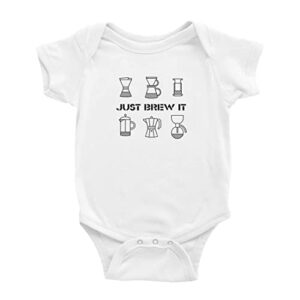 babywen just brew it coffee movement cute baby clothing bodysuits boy girl unisex (white, 3-6 months)