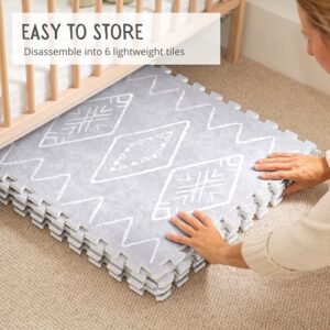 Lillefolk Stylish Foam Play Mat for Baby. Soft, Thick, Non-Toxic Playmat, Covers 6 ft x 4 ft, Interlocking Puzzle Tiles for Tummy Time and Crawling (Gray)