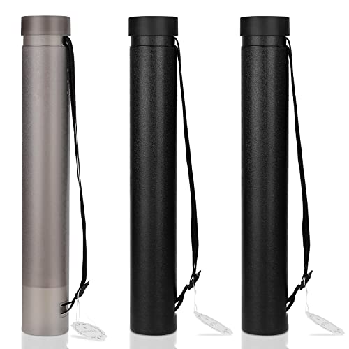 DEWEL Extendable Poster Tubes with Strap, Telescoping Transport Tube for Blueprint, Water-Resistant Art Drafting Maps Storage Holder, Expands from 22 to 38.5 inches, Black 3 Packs