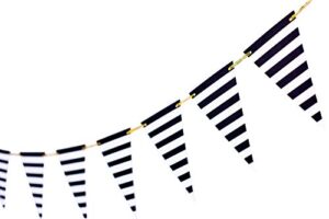 10 feet black striped banner pirate banner decoration graduation flags observed supplies party garland black and white triangle garland flags for new year birthday anniversary party nursery classroom decor 15 pcs