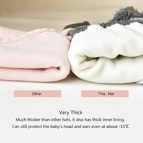 Somaler Toddler Baby Boy Winter Beanie Hat Infant Kids Warm Fleece Lined Earflap Knit Fur Pom Pom Hat Snow Cap