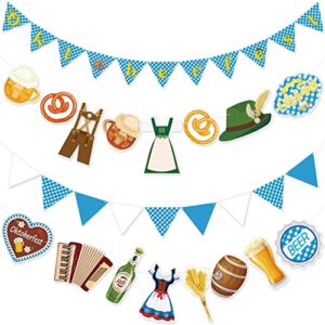 hotop 4 pieces oktoberfest decorations flag banner oktoberfest garland set bavarian flag bavarian pennant banner for oktoberfest party supplies bavarian themed party favors backdrop booth photo prop