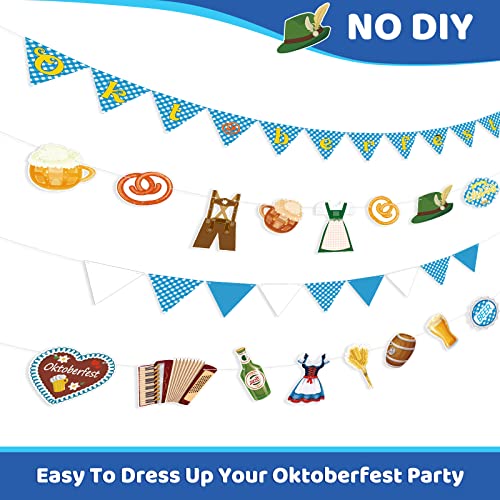 Hotop 4 Pieces Oktoberfest Decorations Flag Banner Oktoberfest Garland Set Bavarian Flag Bavarian Pennant Banner for Oktoberfest Party Supplies Bavarian Themed Party Favors Backdrop Booth Photo Prop