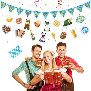 Hotop 4 Pieces Oktoberfest Decorations Flag Banner Oktoberfest Garland Set Bavarian Flag Bavarian Pennant Banner for Oktoberfest Party Supplies Bavarian Themed Party Favors Backdrop Booth Photo Prop