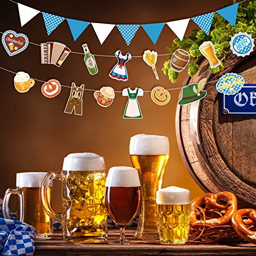 Hotop 4 Pieces Oktoberfest Decorations Flag Banner Oktoberfest Garland Set Bavarian Flag Bavarian Pennant Banner for Oktoberfest Party Supplies Bavarian Themed Party Favors Backdrop Booth Photo Prop