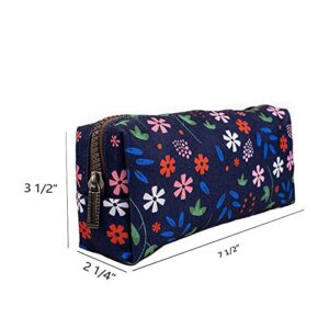 LParkin Floral Pencil Case Capacity Canvas Pen Gadget Bag Box Pouch Stationary Teacher Gift Case Makeup Cosmetic Bag