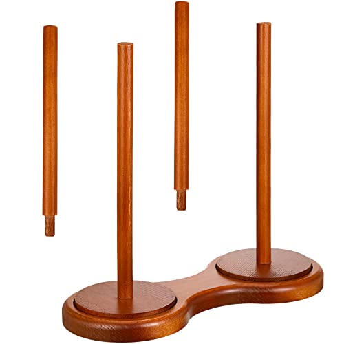 Wooden Double Yarn Ball Holder Yarn Skein Holder with Twirling Sewing Thread Big Base Yarn Holder Dispenser for Crocheting Embroidery Storage DIY Crafts Gift