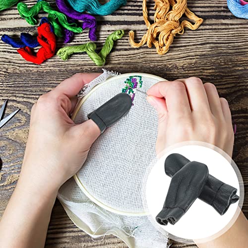 Healifty Needle Felting Leather Finger Protector, Needle Felting Leather Gloves Craft Tools Knitting Finger Thimble Guards Tools for Hand Craft Sewing Needlework 6PCS(Random Color)