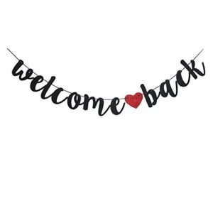 welcome back black vintage banner for first day of school teacher, back to school decor, home/classroom/moving away party sign supplies