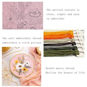 Silentsea Embroidery kit, 3 Sets of Floral Patterns for Beginners, with Hoops, Embroidery Cloth, Needles, Embroidery Thread and Other Tools