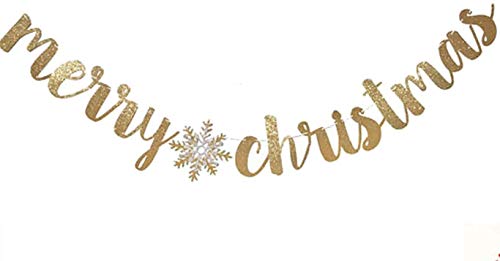 Merry Christmas Banner Gold glitter,Christmas Banner,Christmas Decoration