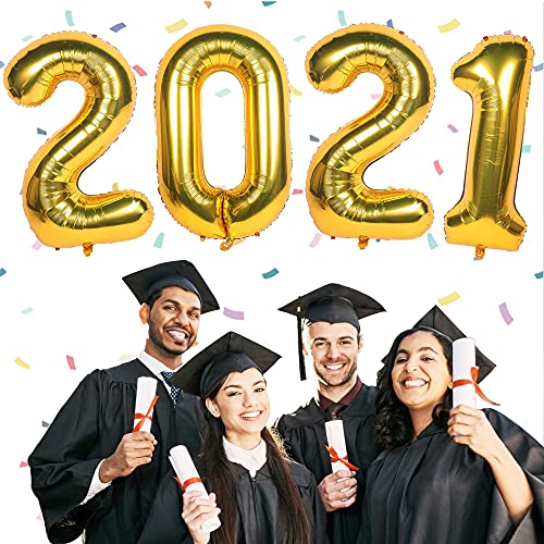 Graduation Decorations 2021 Class of 2021 Decorations Gold Glittery We are So Proud of You Banner Gold 2021 Number Foil Mylar Balloons Set for Outdoor Indoor Wall Yard Decor Graduation Party Supplies