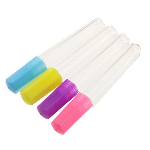 Needle Storage Tube RLECS 8PCS Clear Plastic Felting Needle Safety Storage Containers Holders with Colour Lids Needle Bottle