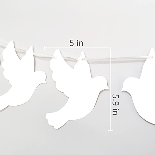 White Pigeon Baptism Banner First Holy Communion Decorations Baby Shower Party Decor for Boys Girls