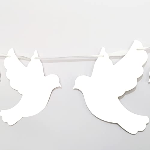 White Pigeon Baptism Banner First Holy Communion Decorations Baby Shower Party Decor for Boys Girls