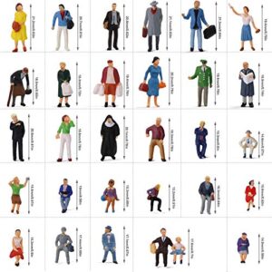 HO Scale 1:87 Standing Seated Passenger People Painted Figures for Model Train Layout (30PCS)