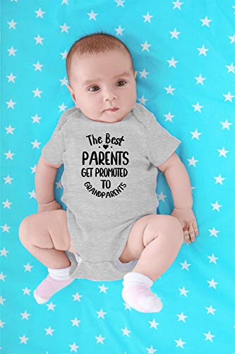 CBTwear The Best Parents Get Promoted to Grandparents - New Grandchild - Cute Infant One-Piece Baby Bodysuit (Newborn, Heather Grey)