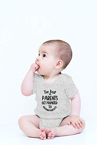 CBTwear The Best Parents Get Promoted to Grandparents - New Grandchild - Cute Infant One-Piece Baby Bodysuit (Newborn, Heather Grey)