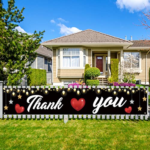 Labakita Black Large Thank You Banner for Employees, Staff Appreciation, Bridal Shower, Thanksgiving Day Friendsgiving Party Sign Decorations