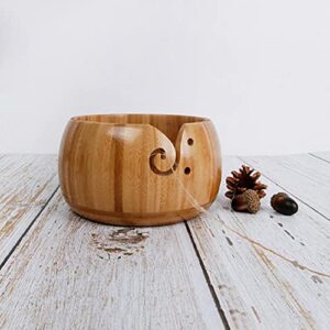 Smala Handmade Knitting Yarn Storage Bowl Crocheted Organizer Bowls Round Wooden Handmade Knitting Accessories,A