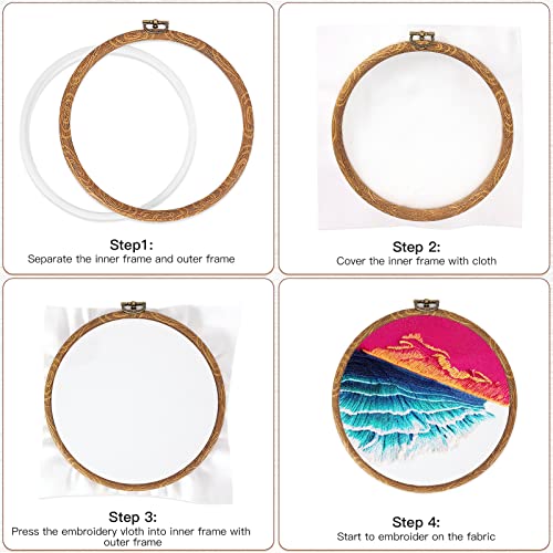 Pllieay 3 Pieces 6.9inch Embroidery Hoops Imitated Wood Embroidery Circle Round Display Frame Ring Cross Stitch Hoops for Art Craft Sewing and Hanging