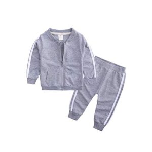 baby boy girl hoodie tracksuit zipper jacket outfits set gray