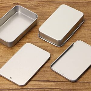 Mini Skater 4Pcs 3.15"x1.97"x0.59"Mini Metal Slide Top Tin Container, Sliding Cover Push-Pull Tin Box,Portable Slide Cover Storage Box for Wedding Jewelry Lip Balm Container Cosmetic Organizer(Silver)