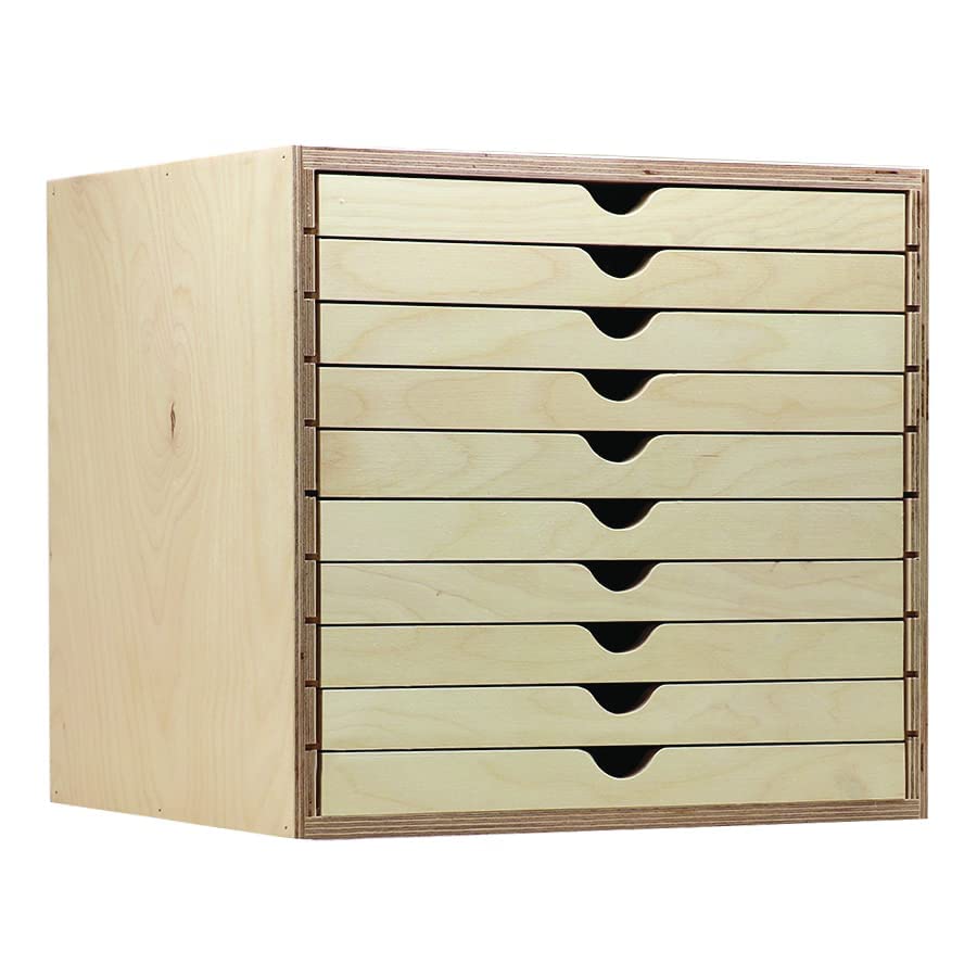 Stamp-n-Storage Drawer Cabinet with 10 Single Drawers - Standard (Does not fit IKEA Kallax Shelving), Natural Wood Color