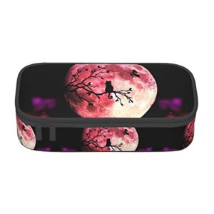 glovet red 3d earth black tree cat special pencil case for girls boys, big capacity pencil case large pencil pouch, students stationery pen bag pencil bags with zipper for school office work