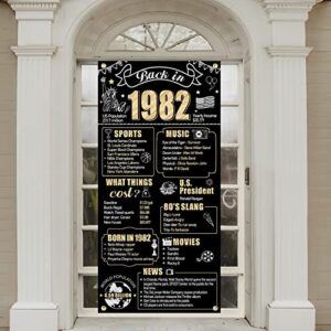 41st Birthday Decorations Back in 1982 Door Banner for Men Women, Black Gold Happy 41 Birthday Door Cover Party Supplies, 41 Year Old Birthday Backdrop Sign Decor for Outdoor Indoor