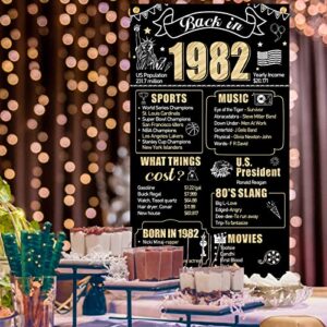 41st Birthday Decorations Back in 1982 Door Banner for Men Women, Black Gold Happy 41 Birthday Door Cover Party Supplies, 41 Year Old Birthday Backdrop Sign Decor for Outdoor Indoor