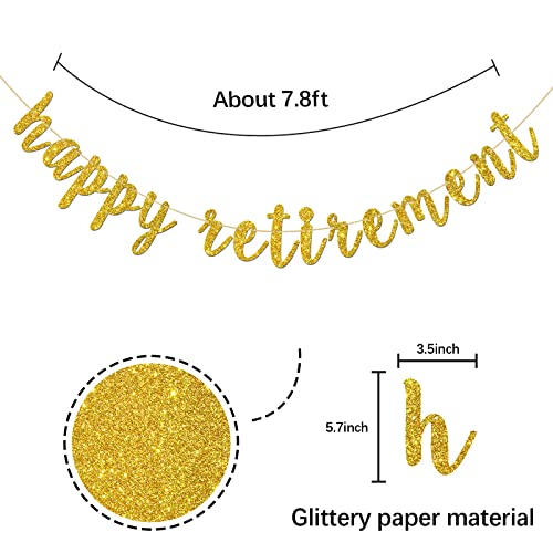 INNORU Happy Retirement Banner - for Farewell Party - Leaving - Finally Retiring Party Bunting Decorations, Gold Glitter