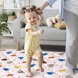 Premium 100% Cotton Baby Play Mat 50" X 50", Thick Foam One-Piece Crawling Mat, Baby Playpen Mat Floor Mat, Non-Slip Baby Play Mat for Infants, Babies, Toddlers, Machine Washable for Easy Care.